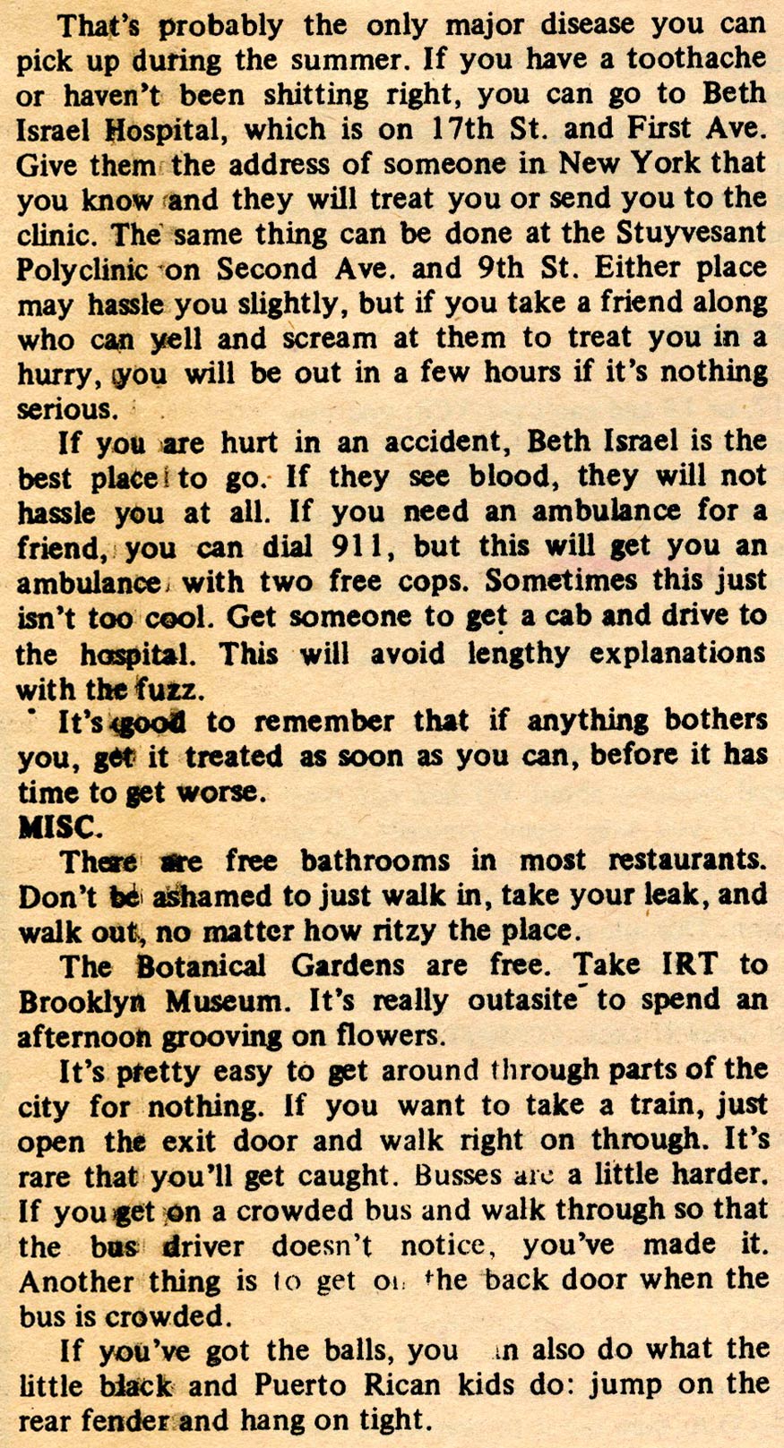 Jon Grell 1969 NYC Guide